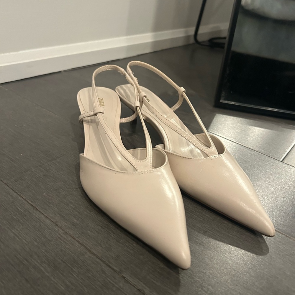 Zara Women's Beige Slingback Heels